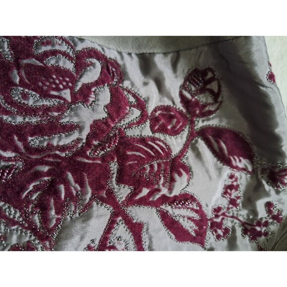 Soft Surroundings Long Jacket Womens Medium Gray Purple Grandeur Embroidery Boho - Picture 12 of 15